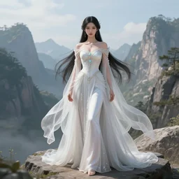 ethereal ancient princess in the mountains, extremely detailed, sharp focus, wide view, full body shot, smooth, digital illustration, by lisa perrin!!!!, dan mumford, james jean, by rossdraws, frank franzzeta, sakimichan