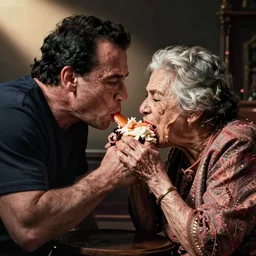 obese steven seagal being eaten by grandma