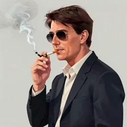 tom cruise as a noir detective, smoking a cigarette, trending on artstation, digital art