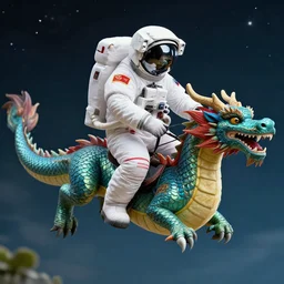 photograph of an astronaut riding a dragon