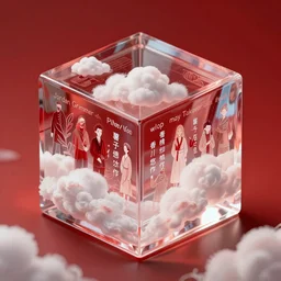 heavenly transparent glass cube with clouds, magnificent, red color scheme, close up, details, sharp focus, elegant, highly detailed, illustration, by Jordan Grimmer and greg rutkowski and PiNe(パイネ) and 薯子Imoko and 香川悠作 and wlop and maya takamura, intricate, beautiful, Trending artstation, pixiv, digital Art