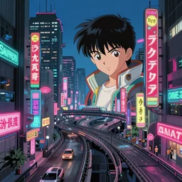 cyberpunk city, many vintage neon signs, futuristic highways, render, octane, 4k, highly detailed, vivid colors, high definition, by James Gilleard and Makoto Shinkai, Akira movie vibe