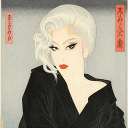 a portrait of lady gaga. shin hanga and kawanabe kyosai and cory loftis and rossdraws ukiyo - e