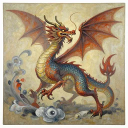an elemental dragon impressionist painting