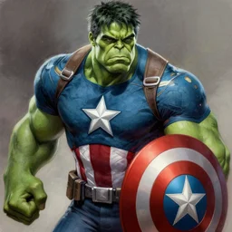 hulk as captain america, digital painting, extremely detailed, 4 k, intricate, brush strokes, mark arian, artgerm, bastien lecouffe - deharme