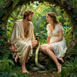 adam and eve, garden of eden, serpent, epic, at the edge of the world, hdr