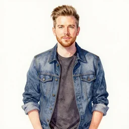 watercolor painting of austin collins ( au 5 ), music producer