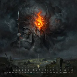 morder, flaming eye of sauron in the dark clouds above. by alan lee, intricate, lord of the rings calendar, smooth, detailed terrain, oil painting, trending artstation, concept art, matte painting