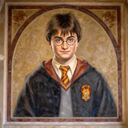 harry potter as a pot, fresco, fine portrait