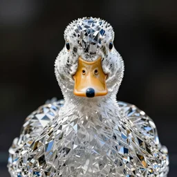 closeup portrait of a Crystal glass duck, depth of field, zeiss lens, detailed, symmetrical, centered, fashion photoshoot, by Annie Leibovitz and Steve McCurry, David Lazar, Jimmy Nelsson, Breathtaking, 8k resolution, extremely detailed, beautiful, establishing shot, artistic, hyperrealistic, beautiful face, octane render