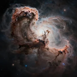 cinematic render of atmospheric space, nebula, homeworld skies, volumetric lighting, cumulous fractal smoke pillars