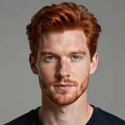 professional digital art of a healthy man with red hair and green eyes, popular, famous, attractive, high quality, highly detailed, hd, 4 k, 8 k,