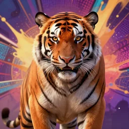 portrait of an antropomorphic bengal tiger berserker, wild look, mattepainting concept blizzard pixar maya engine on stylized background splash comics global illumination lighting artstation, sharp focus, norman rockwell