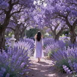endless blissful garden, ethereal mauve and lavander, cinematographic light, realistic 8k