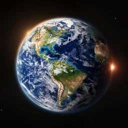 the earth and the sun are fighting each other. space photography