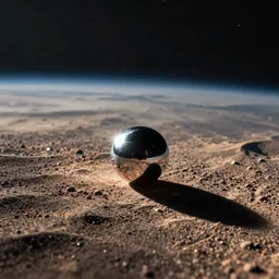 tiny shiny metal object in a planetary landscape by dan mcpharlin