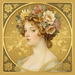 a highly detailed floral hair portrait renaissance girl, by james jean, golden ratio, artnouveau, 4 k