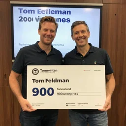 my friend tom feldman winning a 900 dollar prize