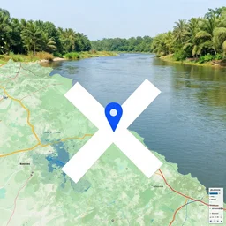 x on map marking the place where there is water in buronje