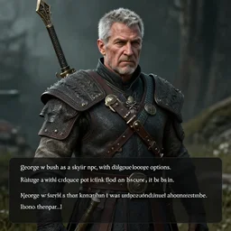 “ george w bush as a skyrim npc, with dialogue options. ”