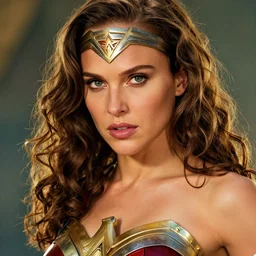 macro medium shot of natalie portman as wonderwoman, by greg rutkowski, by artgerm