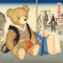 Teddy Bear shopping, ukiyo-e