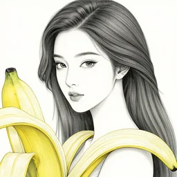 the portrait of an unimaginably beautiful, graceful, and elegant woman made of bananas and petals, an ultrafine detailed illustration by kim jung gi, irakli nadar, intricate linework, bright colors, final fantasy, behance contest winner, angular, unreal engine 5 highly rendered, global illumination, radiant light, detailed and intricate environment