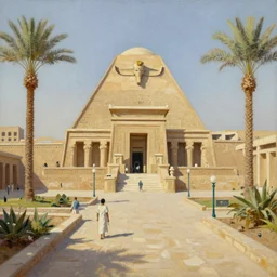 a theme park in old egypt, oil painting