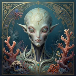 symmetry!! portrait of oceanic coral alien in the style of horizon zero dawn, machine face, intricate, elegant, highly detailed, digital painting, artstation, concept art, smooth, sharp focus, illustration, art by artgerm and greg rutkowski and alphonse mucha, 8 k