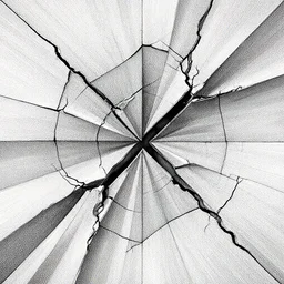 Geometrically surreal wall crack, extremely high detail, photorealistic, intricate line drawings, dotart, album art in the style of James Jean