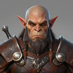 head-on symmetrical centered painted portrait, Warcraft male orc druid, shaman leather armour, art nouveau, tarot card style, tarot card style, fantasy, intricate, elegant, highly detailed, smooth, sharp focus, illustration, artstation, in the style of Artgerm and Anna Podedworna and Alex Ross and Mucha