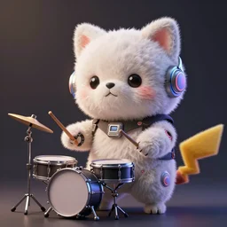 high quality 3 d render very cute fluffy cyborg!! dog! plays drums, cyberpunk highly detailed, unreal engine cinematic smooth, in the style of blade runner & detective pikachu, hannah yata charlie immer, moody light, low angle, uhd 8 k, sharp focus