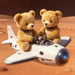 a photo of teddy bears working on a spaceship on mars. detailed and beautiful. bright colors, artstation.
