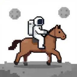 an astronaut riding a horse on the moon, pixel art - s 1 5 0