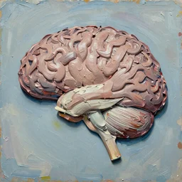 texture of 3d high relief brain painted in the style of the old masters, painterly, thick heavy impasto, expressive impressionist style, painted with a palette knife