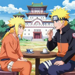 naruto uzumaki meeting bald ichigo kurosaki in the hokage castle, anime - C 2