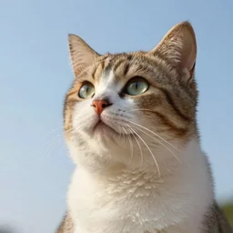 a beautiful lady cat creature is hoping for a better future. close - up, beautiful sky, volumetric lighting, sharp focus, ultra detailed, cgsociety - w 1 0 2 4 - n 8 - i