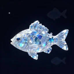 fish made of crystal gems, epic retrowave art