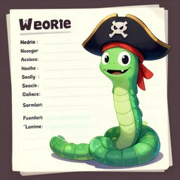 a character reference sheet of a worm with a pirate hat, artstation