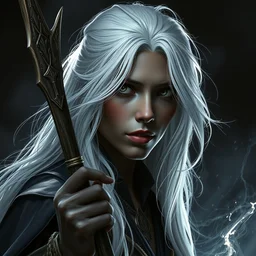 headshot immortal female wizard black skin white hair wise, realistic shaded lighting poster by craig mallismo, artgerm, jeremy lipkin and michael garmash, unreal engine, radiant light, detailed and intricate environment, digital art, art station trends