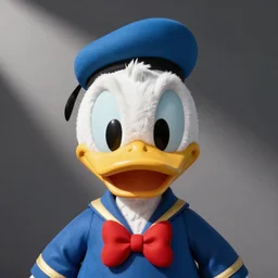Studio photo of Donald Duck in real life, hyper-realistic close-up professional shot