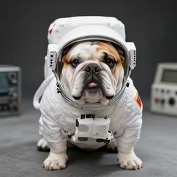 bulldog dressed as an astronaut