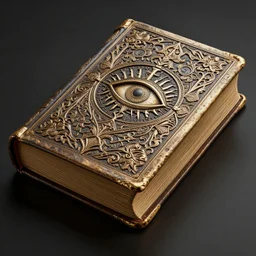 an ancient ornate intricate old tome spell book with the sigil symbol of an eye emblazoned on the cover, cinematic, realistic, intricate detail, finely detailed, small details, extra detail, photorealistic, high resolution, 3D, PBR, path tracing, volumetric lighting, octane render, arnold render, 8k