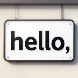 a sign with the text hello
