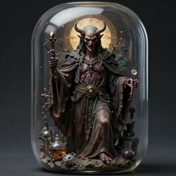 an evil god in culture capsule, bio - chemical, hyperealistic detailed photography, divinity, awful, religious art, sci - fi art