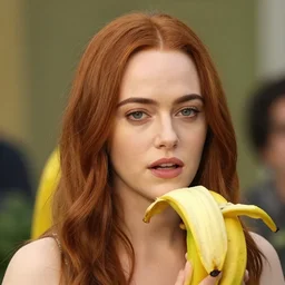 a banana woman that has the face of emma stone on it, dalle 2 reference