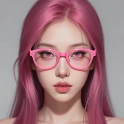 symetrical character concept portrait, pink glasses heroine, digital painting, concept art, smooth, sharp focus, illustration, artgerm