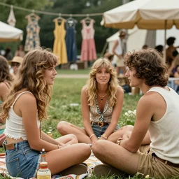 depictions of social encounters, depictions of “the scene” and free love hangs – often al fresco, summer of love