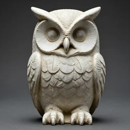 symmetrical detailed sculpture of an owl, made by Karol Bak