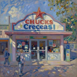 painting of chuck e cheese by monet
